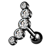 ブラック×クリア | ボディピアス 5ラウンドジェム カーブトップ | ピアス専門店HOMESLICEPRODUCTIONS