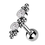 シルバー×クリア | ボディピアス CZ 2ジュエル＆ボールクラスター | ピアス専門店HOMESLICEPRODUCTIONS