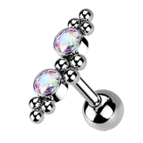 シルバー×AB | ボディピアス CZ 2ジュエル＆ボールクラスター | ピアス専門店HOMESLICEPRODUCTIONS