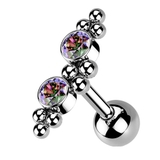 シルバー×VM | ボディピアス CZ 2ジュエル＆ボールクラスター | ピアス専門店HOMESLICEPRODUCTIONS