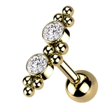 ゴールド×クリア | ボディピアス CZ 2ジュエル＆ボールクラスター | ピアス専門店HOMESLICEPRODUCTIONS