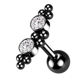 ブラック×クリア | ボディピアス CZ 2ジュエル＆ボールクラスター | ピアス専門店HOMESLICEPRODUCTIONS