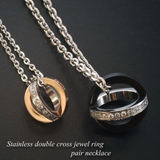 316Lサージカルステンレス ダブルクロスジュエルリングネックレス ペア【ペア | ピアス専門店HOMESLICEPRODUCTIONS | 詳細画像3 