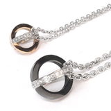 316Lサージカルステンレス ダブルクロスジュエルリングネックレス ペア【ペア | ピアス専門店HOMESLICEPRODUCTIONS | 詳細画像1 