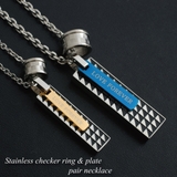 316Lサージカルステンレス チェッカー リング&プレートネックレス | ピアス専門店HOMESLICEPRODUCTIONS | 詳細画像3