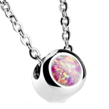 シルバー×ピンクオパール | 316Lサージカルステンレス 6mmシンセティックオパール ネックレス | ピアス専門店HOMESLICEPRODUCTIONS