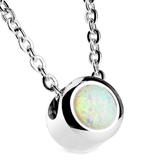 シルバー×ホワイトオパール | 316Lサージカルステンレス 6mmシンセティックオパール ネックレス | ピアス専門店HOMESLICEPRODUCTIONS