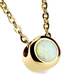 ゴールド×ホワイトオパール | 316Lサージカルステンレス 6mmシンセティックオパール ネックレス | ピアス専門店HOMESLICEPRODUCTIONS