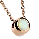 ピンクゴールド×ホワイトオパール | 316Lサージカルステンレス 6mmシンセティックオパール ネックレス | ピアス専門店HOMESLICEPRODUCTIONS