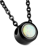 ブラック×ホワイトオパール | 316Lサージカルステンレス 6mmシンセティックオパール ネックレス | ピアス専門店HOMESLICEPRODUCTIONS