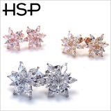 316Lステンレスポスト CZダブルフラワーピアス 1ペア レディース メンズ | ピアス専門店HOMESLICEPRODUCTIONS | 詳細画像2 