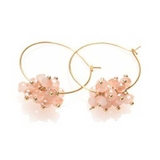 オーロラピンク/ゴールドフープ | ピアス サージカルステンレス プチ淡水パール＆ガラスビーズ | ピアス専門店HOMESLICEPRODUCTIONS