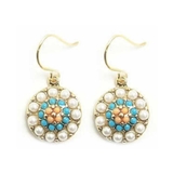 ターコイズ×オレンジピンク | ピアス サージカルステンレス パール＆カラービーズ | ピアス専門店HOMESLICEPRODUCTIONS