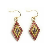 レッド×イエロー×ブラウン | ピアス サージカルステンレス カラービーズ ダイヤ 1ペア レディース 両耳用 | ピアス専門店HOMESLICEPRODUCTIONS