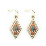 WH×オレンジ×ターコイズ | ピアス サージカルステンレス カラービーズ ダイヤ 1ペア レディース 両耳用 | ピアス専門店HOMESLICEPRODUCTIONS