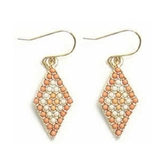 オレンジ×Wh×オレンジピンク | ピアス サージカルステンレス カラービーズ ダイヤ 1ペア レディース 両耳用 | ピアス専門店HOMESLICEPRODUCTIONS