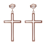 ピンクゴールド | ピアス サージカルステンレス フレームクロス 1ペア レディース 両耳用 | ピアス専門店HOMESLICEPRODUCTIONS