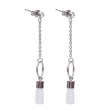 シルバー×ホワイト | ピアス サージカルステンレス ミニフリンジ 1ペア ロング レディース 両耳用 | ピアス専門店HOMESLICEPRODUCTIONS