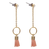 ゴールド×ピンク | ピアス サージカルステンレス ミニフリンジ 1ペア ロング レディース 両耳用 | ピアス専門店HOMESLICEPRODUCTIONS