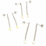 ピアス サージカルステンレス ムーン＆スターチェーン | ピアス専門店HOMESLICEPRODUCTIONS | 詳細画像1 