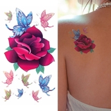 タトゥーシールピンクローズ&バタフライ 蝶々バラ薔薇ばら | ピアス専門店HOMESLICEPRODUCTIONS | 詳細画像1