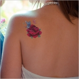 タトゥーシールピンクローズ&バタフライ 蝶々バラ薔薇ばら | ピアス専門店HOMESLICEPRODUCTIONS | 詳細画像3