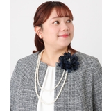 ネイビー | 2連パールネックレス×フラワーコサージュ | eur3