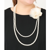 アイボリー(80) | 【2点セット】パールネックレス×フラワーコサージュ | eur3