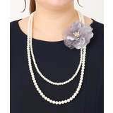 グレー(92) | 【2点セット】パールネックレス×フラワーコサージュ | eur3