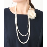 ベージュ(82) | コサージュ付き2連パールネックレス | eur3