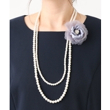 グレー(92) | コサージュ付き2連パールネックレス | eur3