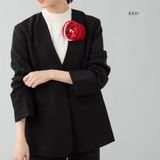 パール＆ビジューストーン付き サテンローズモチーフサイドフラワー コサージュ | Jewel vox | 詳細画像3 