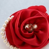 パール＆ビジューストーン付き サテンローズモチーフサイドフラワー コサージュ | Jewel vox | 詳細画像6 
