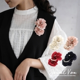 パール＆ストーン付き ダブル立体フラワー コサージュ | Jewel vox | 詳細画像1 