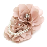 ピンク | パール＆ストーン付き ダブル立体フラワー コサージュ | Jewel vox