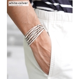 white×silver | ◆ビーズ付きレザーブレス◆ | JIGGYS SHOP