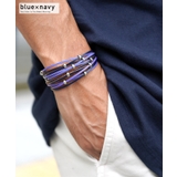 blue×navy | ◆ビーズ付きレザーブレス◆ | JIGGYS SHOP
