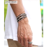 silver×black | ◆ビーズ付きレザーブレス◆ | JIGGYS SHOP