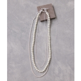 シルバー(93) | ガラスパール3連ネックレス | VIS