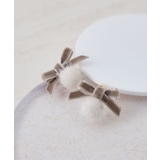 ベージュ(27) | ベルベットリボン×シャギーボールプチピアス | ROPE' PICNIC