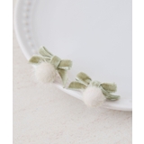 グリーン系(35) | ベルベットリボン×シャギーボールプチピアス | ROPE' PICNIC