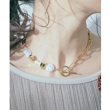 ゴールド×パール | バロックパール×チェーンデザインネックレス 1色 小物 | kirakiraShop
