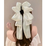 ホワイト | ボリュームシフォンリボンバンスクリップ 2色 小物 | kirakiraShop
