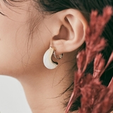 ホワイト | カーブドロップマーブルイヤリング 小物 韓国アクセサリー | kirakiraShop