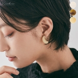 カーブドロップマーブルイヤリング 小物 韓国アクセサリー | kirakiraShop | 詳細画像1