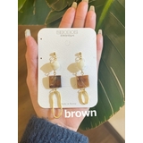 brown | ストーン ドロップ ピアス韓国 | lattencos