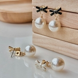 リボンパールピアス 韓国アクセサリー | lattencos | 詳細画像1 