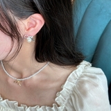 パールリボンイヤリング 韓国アクセサリー | lattencos | 詳細画像1 