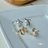 パールリボンイヤリング 韓国アクセサリー | lattencos | 詳細画像5 