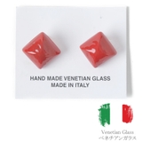 イタリア スクエアデザインのワンカラーベネチアンガラスイヤリング | lunolumo | 詳細画像2 